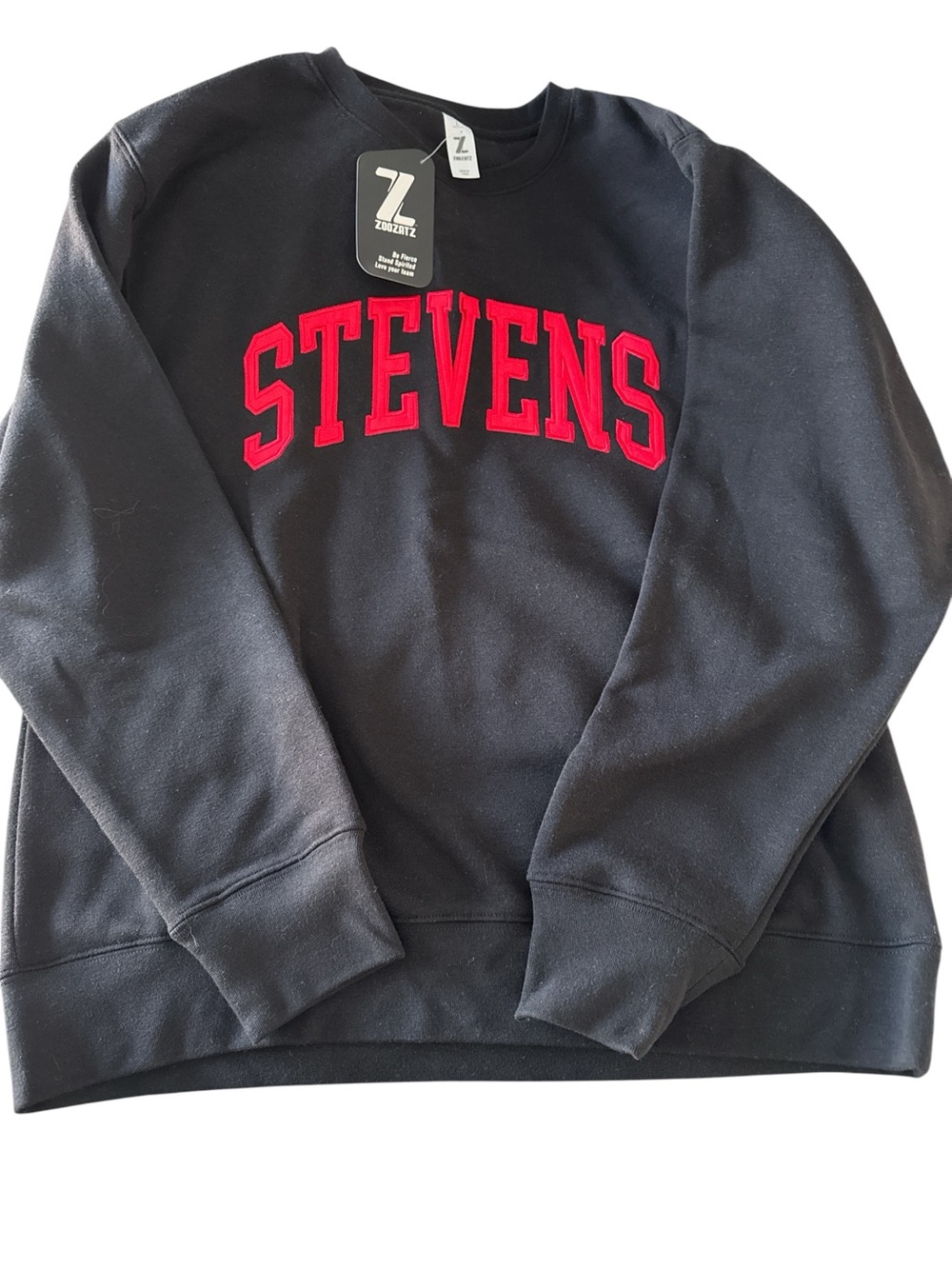 STEVENS Black Crewneck Sweatshirt with Red Logo - Zogatz